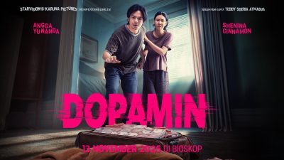 Film Dopamin Merilis Official Trailer & Poster:  Saat Pernikahan Angga Yunanda & Shenina Cinnamon  Dikejutkan dengan Sekoper Uang dan Mayat Tamu Asing  Mengubah Perjalanan Cinta dan Hidup Mereka  Film Dopamin akan menjadi film penutup Jakarta Film Week 2025.  Tayang serentak di Bioskop mulai 13 November 2025.